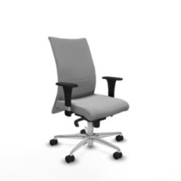 Albacete confidente sincro similpiel gris claro brazos 1D base aluminio ruedas 65 mm nailon