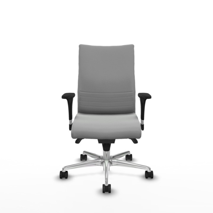 Albacete confidente sincro similpiel gris claro brazos 1D base aluminio ruedas 65 mm nailon