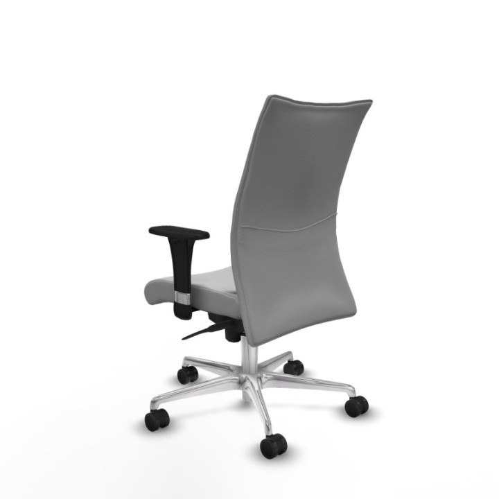 Albacete confidente sincro similpiel gris claro brazos 1D base aluminio ruedas 65 mm nailon