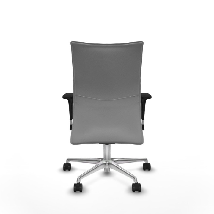 Albacete confidente sincro similpiel gris claro brazos 1D base aluminio ruedas 65 mm nailon