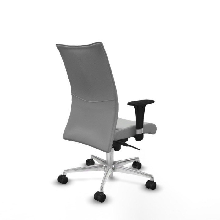 Albacete confidente sincro similpiel gris claro brazos 1D base aluminio ruedas 65 mm nailon