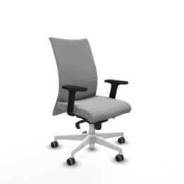 Albacete confidente sincro similpiel gris claro brazos 2D base blanca ruedas 65mm engomadas