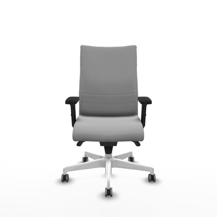 Albacete confidente sincro similpiel gris claro brazos 2D base blanca ruedas 65mm engomadas