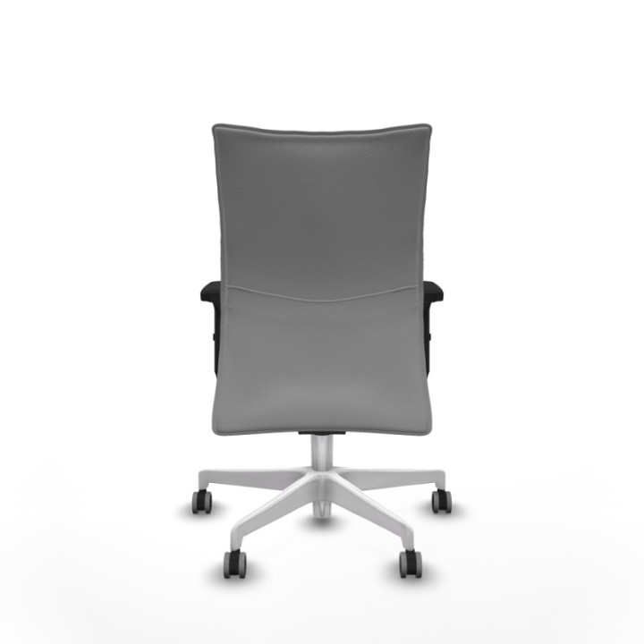 Albacete confidente sincro similpiel gris claro brazos 2D base blanca ruedas 65mm engomadas