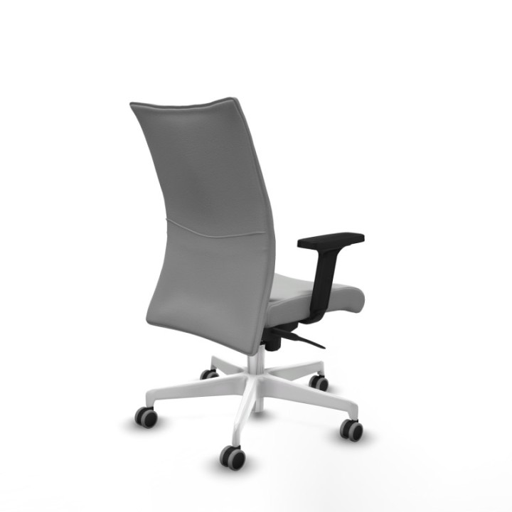 Albacete confidente sincro similpiel gris claro brazos 2D base blanca ruedas 65mm engomadas