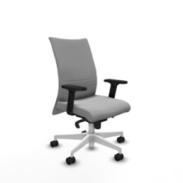 Albacete confidente sincro similpiel gris claro brazos 2D base blanca ruedas 65 mm nailon