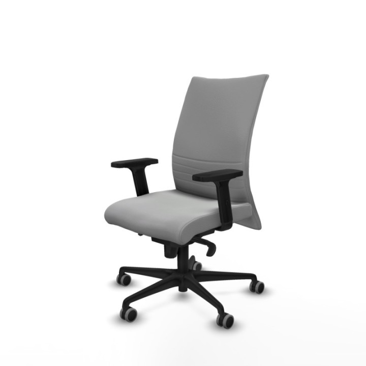 Albacete confidente sincro similpiel gris claro brazos 2D base nailon ruedas 65mm engomadas