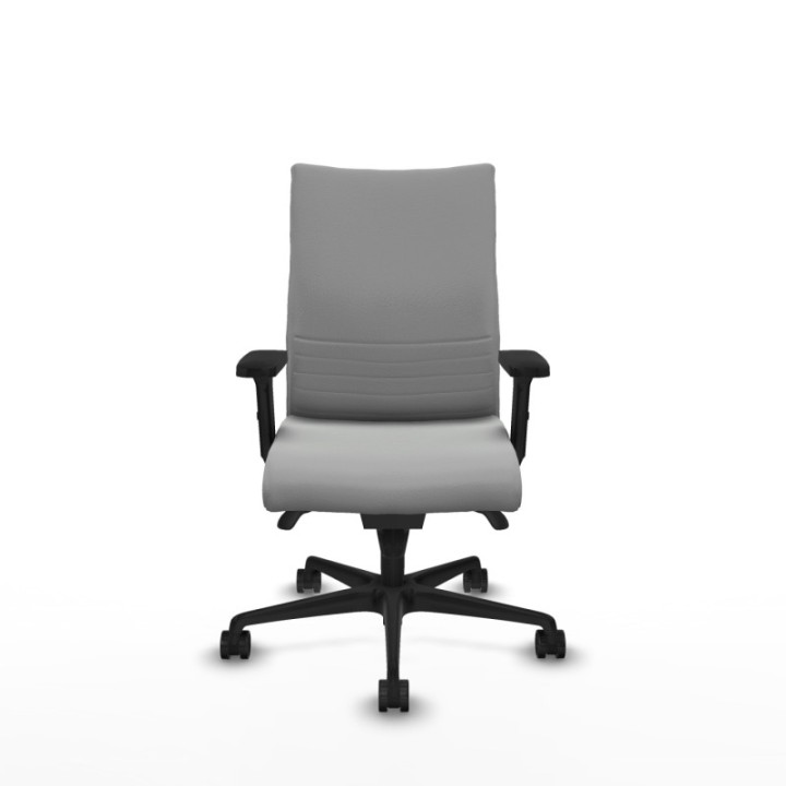 Albacete confidente sincro similpiel gris claro brazos 2D base nailon ruedas 65 mm nailon