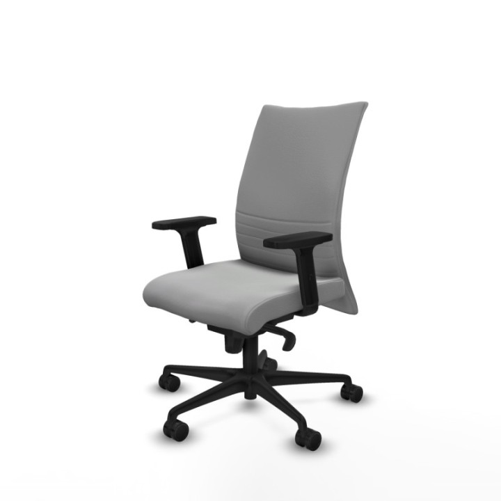 Albacete confidente sincro similpiel gris claro brazos 2D base nailon ruedas 65 mm nailon