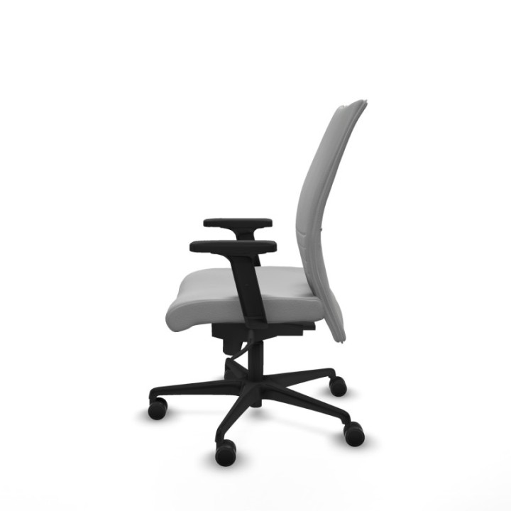 Albacete confidente sincro similpiel gris claro brazos 2D base nailon ruedas 65 mm nailon