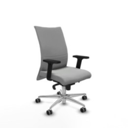 Albacete confidente sincro similpiel gris claro brazos 2D base aluminio ruedas 65mm engomadas