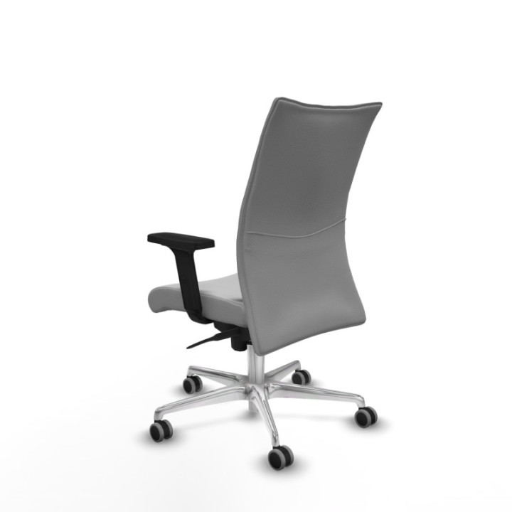 Albacete confidente sincro similpiel gris claro brazos 2D base aluminio ruedas 65mm engomadas