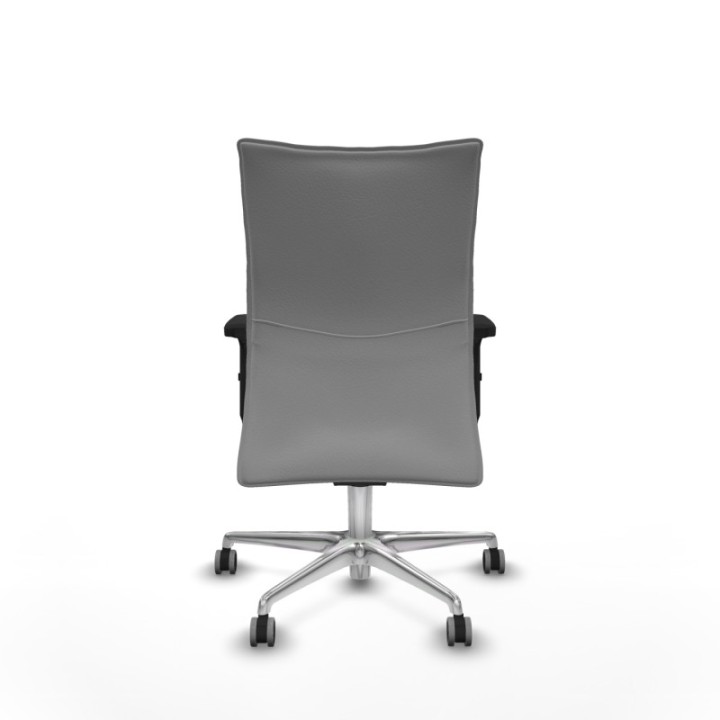 Albacete confidente sincro similpiel gris claro brazos 2D base aluminio ruedas 65mm engomadas