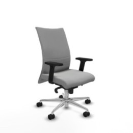 Albacete confidente sincro similpiel gris claro brazos 2D base aluminio ruedas 65 mm nailon