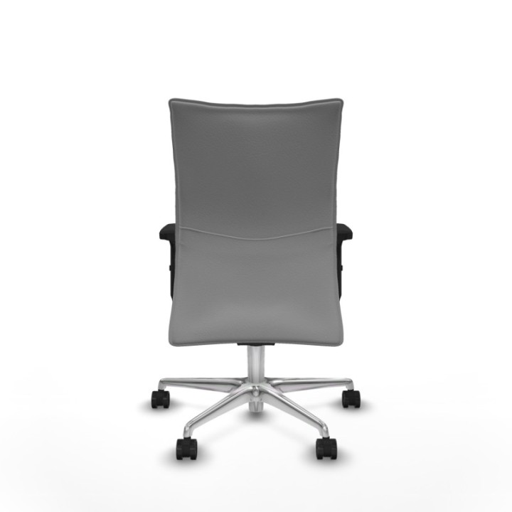 Albacete confidente sincro similpiel gris claro brazos 2D base aluminio ruedas 65 mm nailon