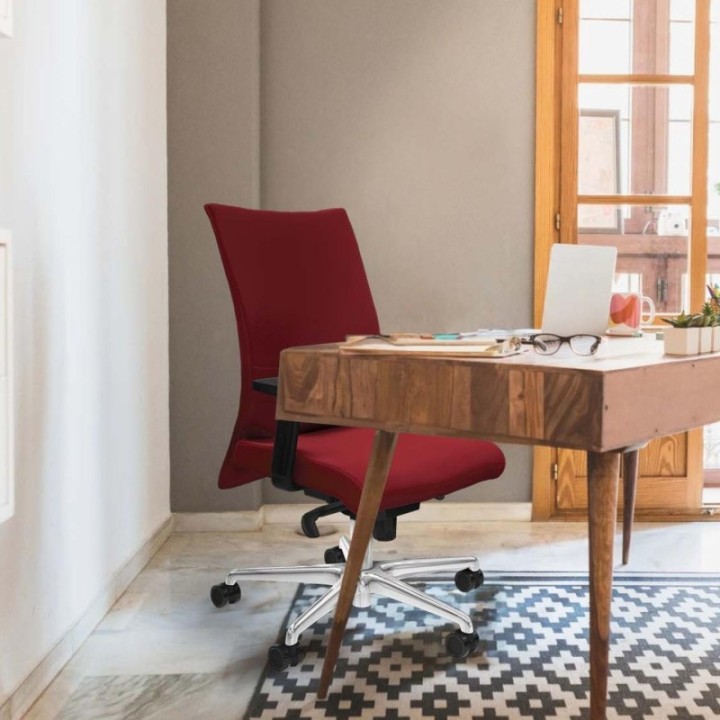 Albacete confidente sincro similpiel gris claro brazos 2D base aluminio ruedas 65 mm nailon