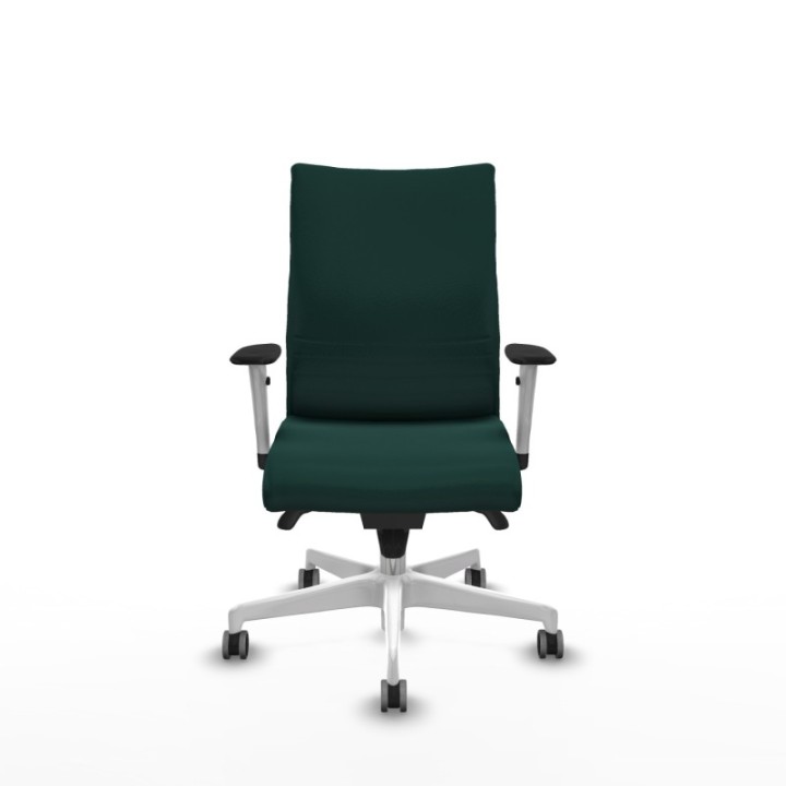 Albacete confidente sincro similpiel verde botella brazos 1D blancos base blanca ruedas 65mm engomadas