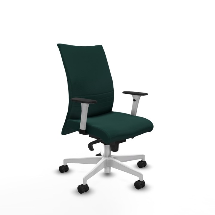 Albacete confidente sincro similpiel verde botella brazos 1D blancos base blanca ruedas 65 mm nailon