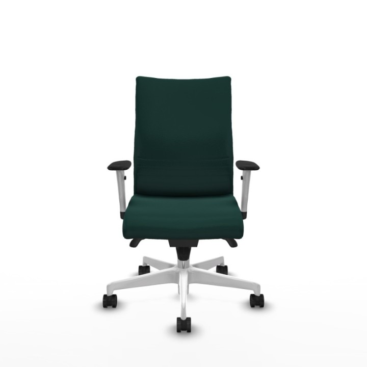 Albacete confidente sincro similpiel verde botella brazos 1D blancos base blanca ruedas 65 mm nailon