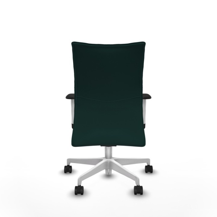 Albacete confidente sincro similpiel verde botella brazos 1D blancos base blanca ruedas 65 mm nailon