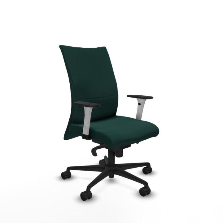 Albacete confidente sincro similpiel verde botella brazos 1D blancos base nailon ruedas 65 mm nailon