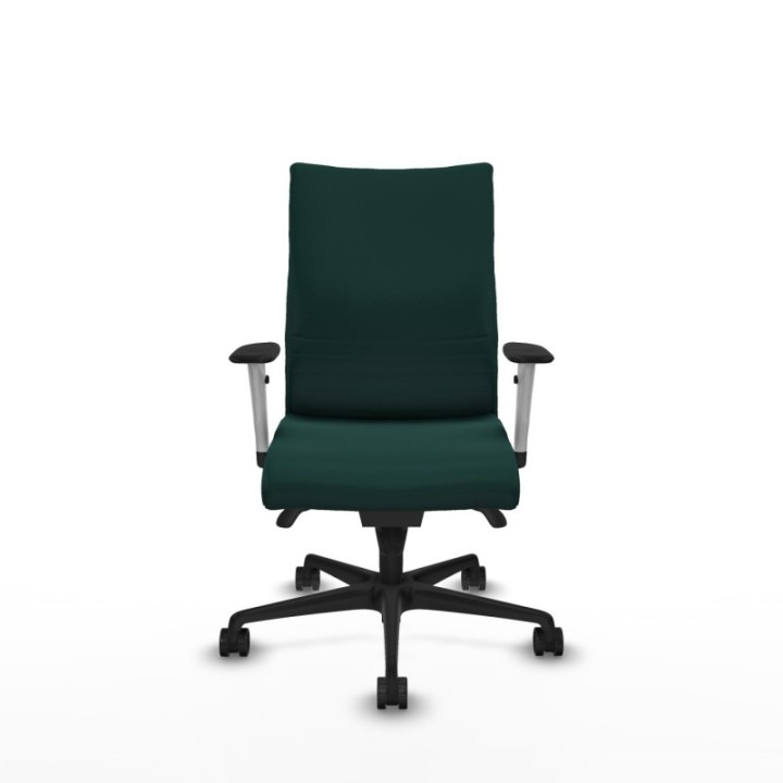 Albacete confidente sincro similpiel verde botella brazos 1D blancos base nailon ruedas 65 mm nailon