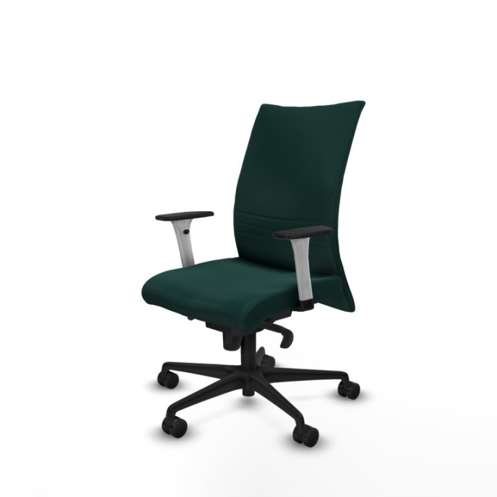 Albacete confidente sincro similpiel verde botella brazos 1D blancos base nailon ruedas 65 mm nailon