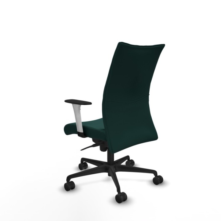 Albacete confidente sincro similpiel verde botella brazos 1D blancos base nailon ruedas 65 mm nailon