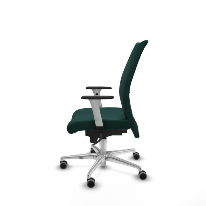 Albacete confidente sincro similpiel verde botella brazos 1D blancos base aluminio ruedas 65mm engomadas