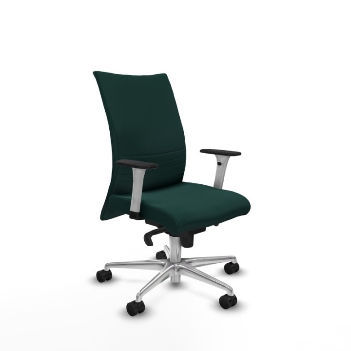 Albacete confidente sincro similpiel verde botella brazos 1D blancos base aluminio ruedas 65 mm nailon