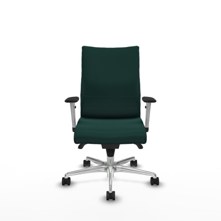 Albacete confidente sincro similpiel verde botella brazos 1D blancos base aluminio ruedas 65 mm nailon