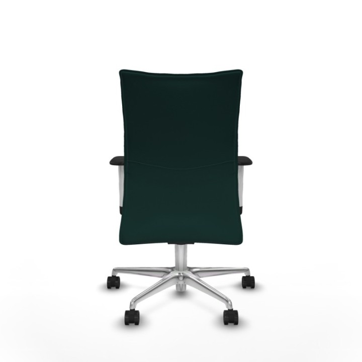 Albacete confidente sincro similpiel verde botella brazos 1D blancos base aluminio ruedas 65 mm nailon