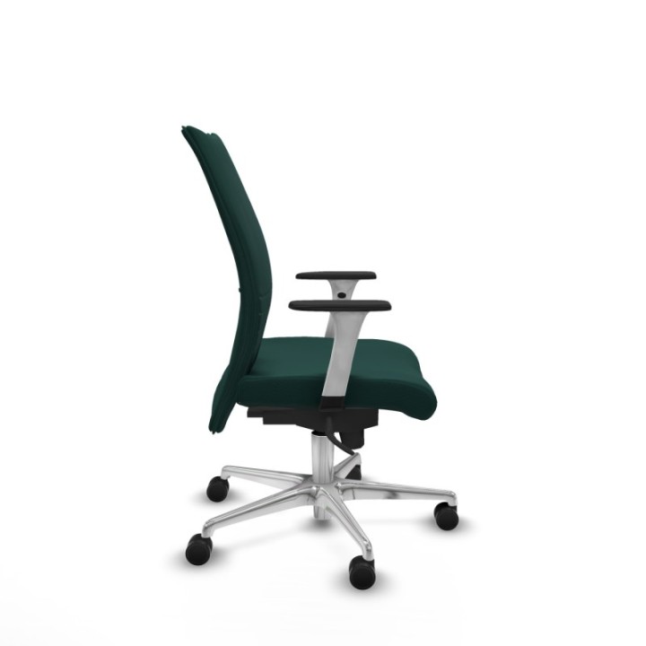 Albacete confidente sincro similpiel verde botella brazos 1D blancos base aluminio ruedas 65 mm nailon