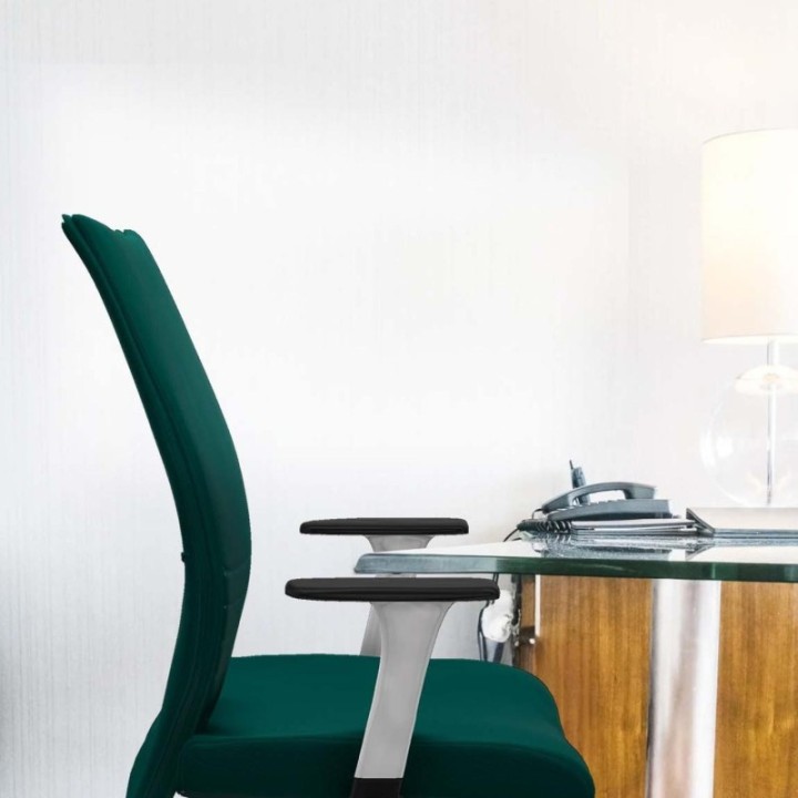 Albacete confidente sincro similpiel verde botella brazos 1D blancos base aluminio ruedas 65 mm nailon