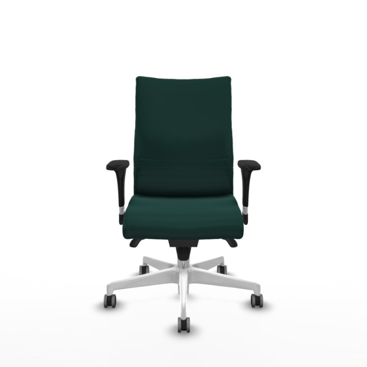 Albacete confidente sincro similpiel verde botella brazos 1D base blanca ruedas 65mm engomadas