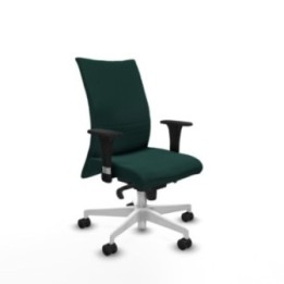 Albacete confidente sincro similpiel verde botella brazos 1D base blanca ruedas 65 mm nailon