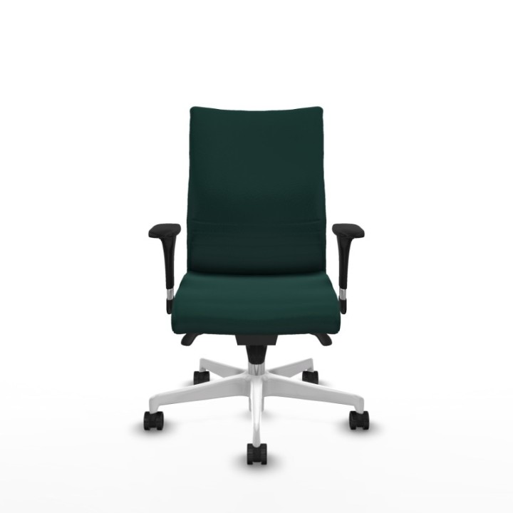 Albacete confidente sincro similpiel verde botella brazos 1D base blanca ruedas 65 mm nailon