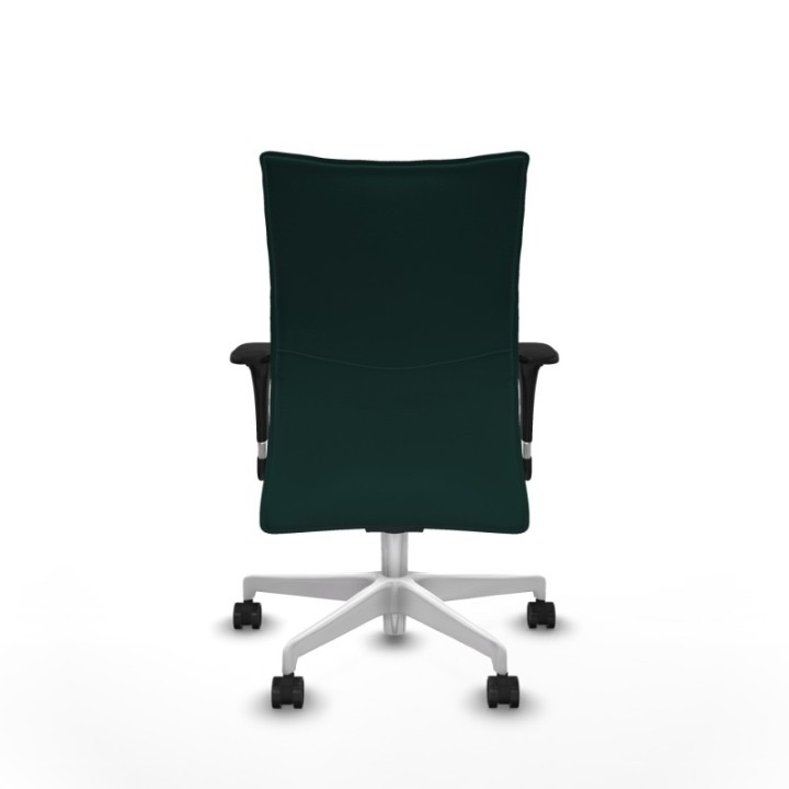 Albacete confidente sincro similpiel verde botella brazos 1D base blanca ruedas 65 mm nailon