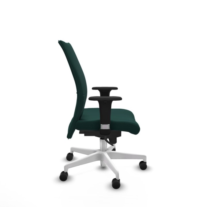 Albacete confidente sincro similpiel verde botella brazos 1D base blanca ruedas 65 mm nailon