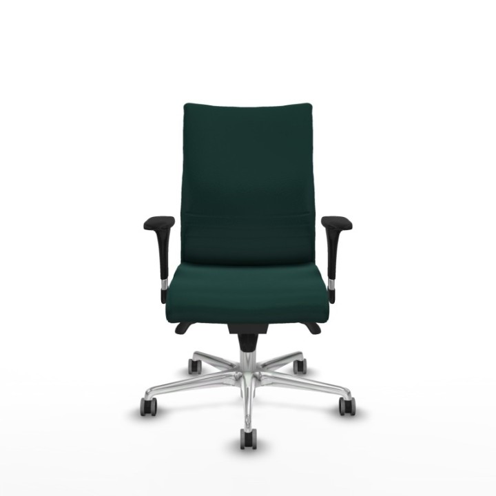 Albacete confidente sincro similpiel verde botella brazos 1D base aluminio ruedas 65mm engomadas