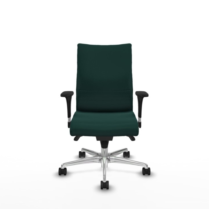 Albacete confidente sincro similpiel verde botella brazos 1D base aluminio ruedas 65 mm nailon