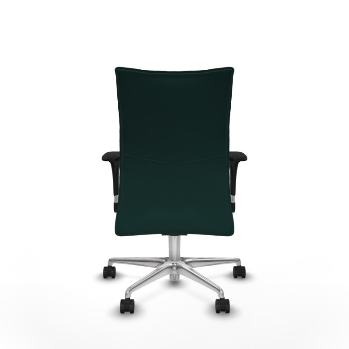 Albacete confidente sincro similpiel verde botella brazos 1D base aluminio ruedas 65 mm nailon