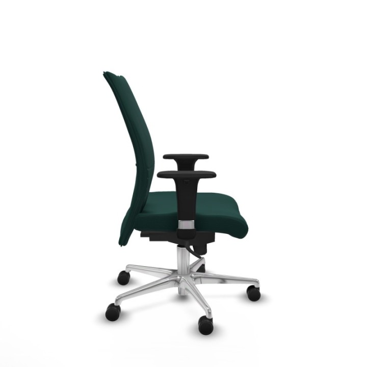 Albacete confidente sincro similpiel verde botella brazos 1D base aluminio ruedas 65 mm nailon