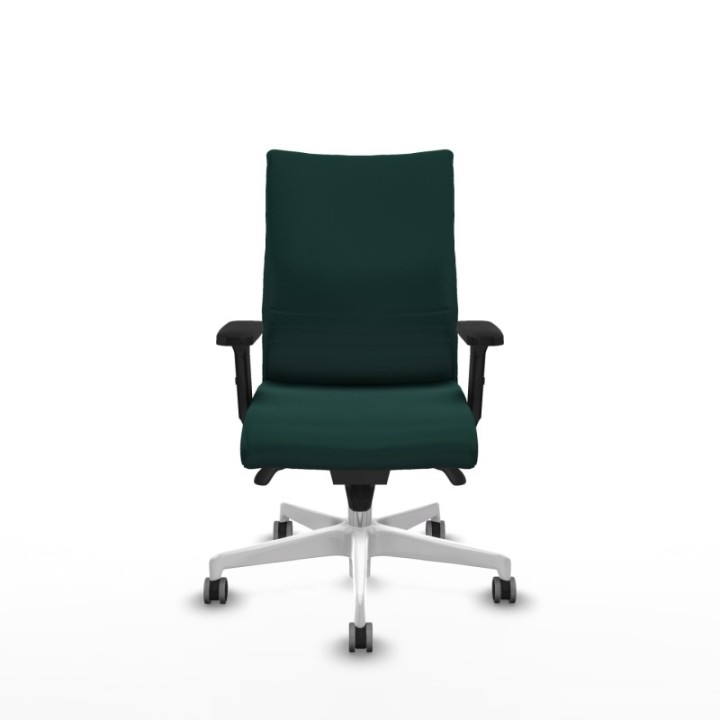 Albacete confidente sincro similpiel verde botella brazos 2D base blanca ruedas 65mm engomadas