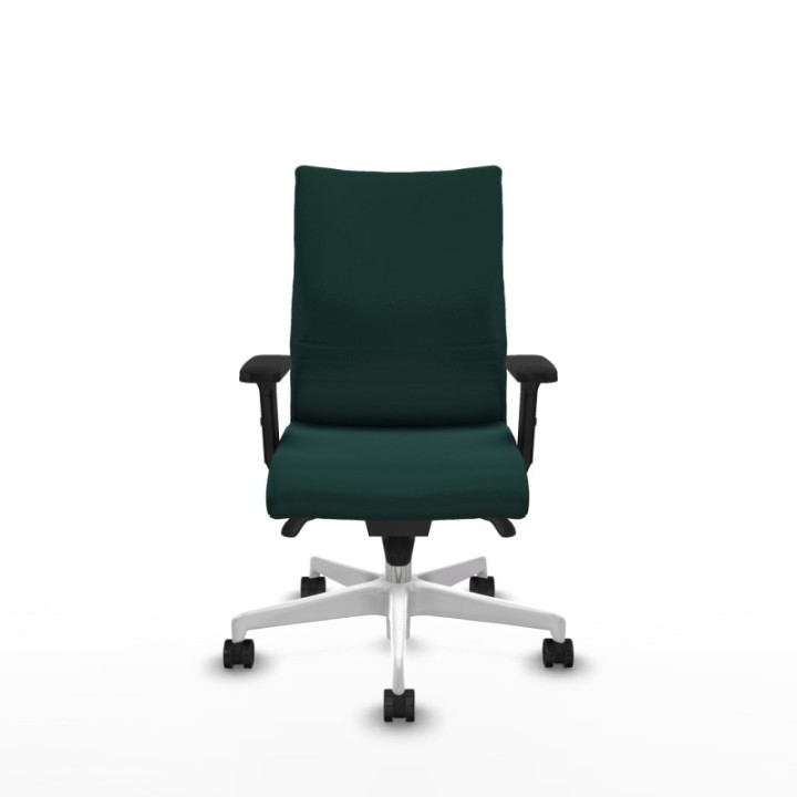 Albacete confidente sincro similpiel verde botella brazos 2D base blanca ruedas 65 mm nailon