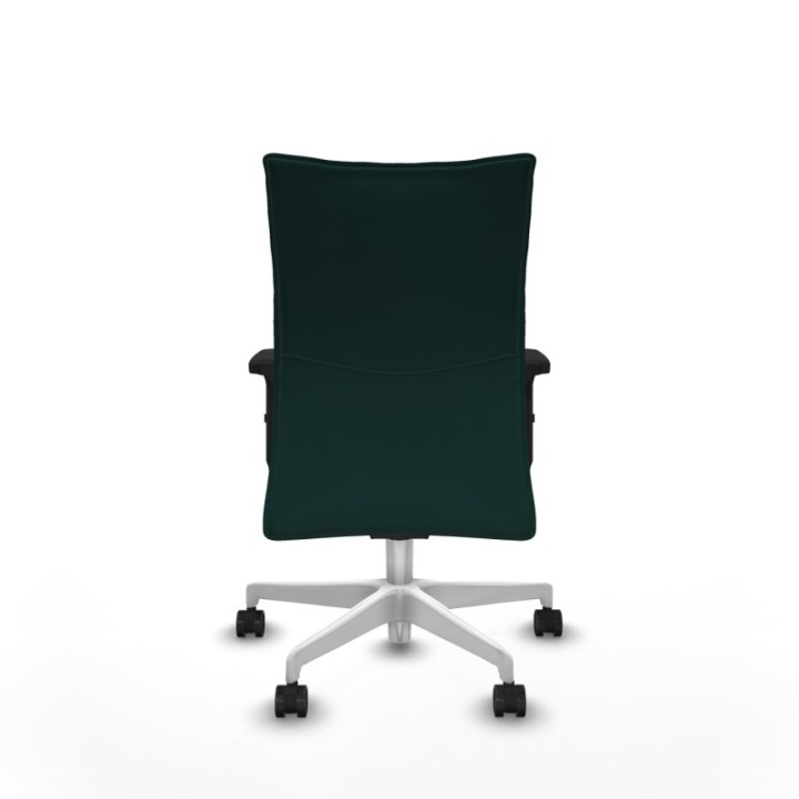 Albacete confidente sincro similpiel verde botella brazos 2D base blanca ruedas 65 mm nailon