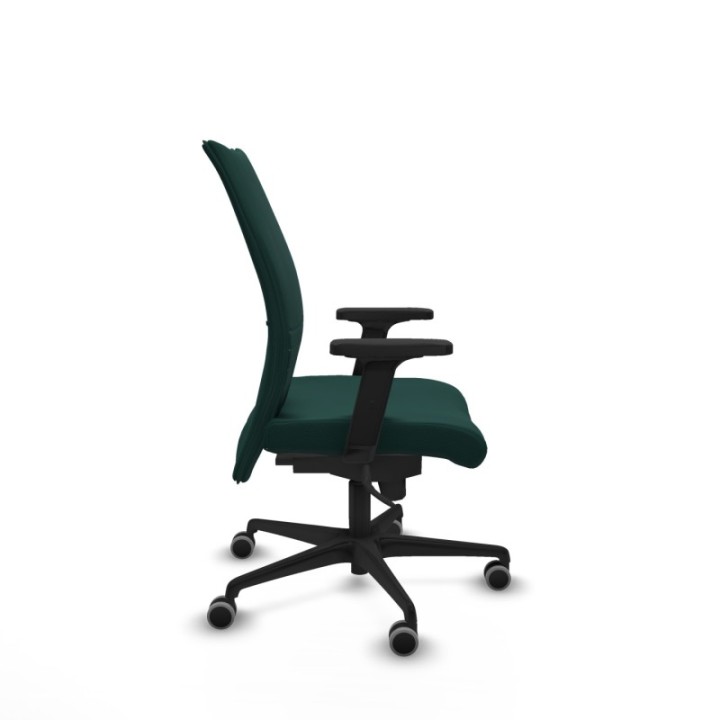 Albacete confidente sincro similpiel verde botella brazos 2D base nailon ruedas 65mm engomadas