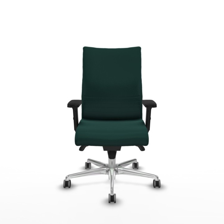 Albacete confidente sincro similpiel verde botella brazos 2D base aluminio ruedas 65mm engomadas