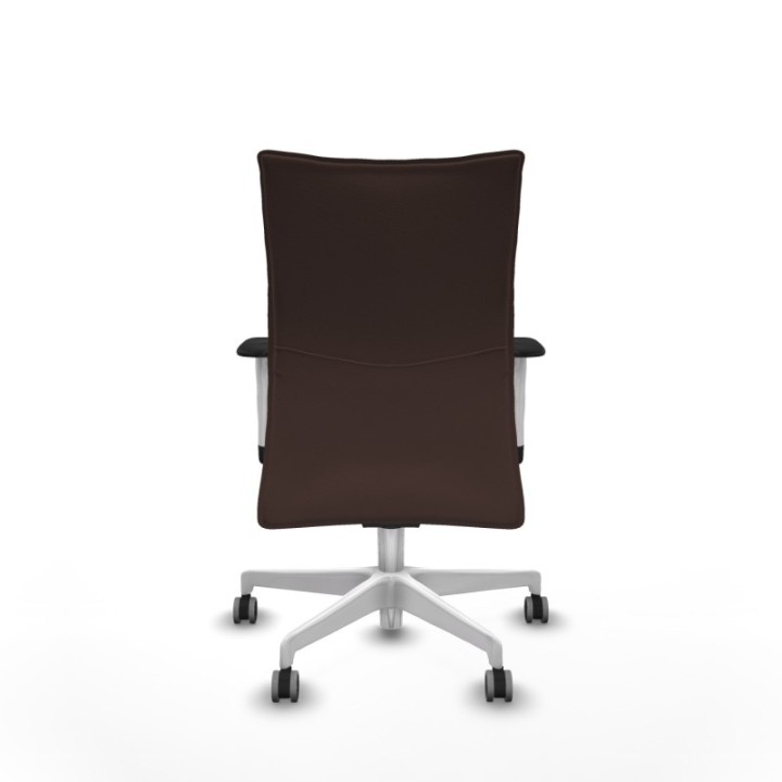 Albacete confidente sincro similpiel marrón oscuro brazos 1D blancos base blanca ruedas 65mm engomadas