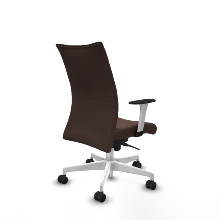 Albacete confidente sincro similpiel marrón oscuro brazos 1D blancos base blanca ruedas 65 mm nailon